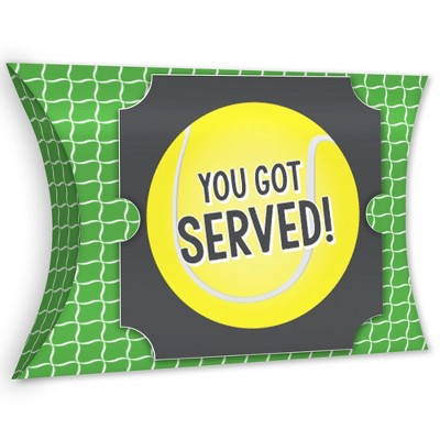 Big Dot of Happiness You Got Served - Tennis - Favor Gift Boxes - Baby Shower or Tennis Ball Birthday Party Large Pillow Boxes - Set of 12