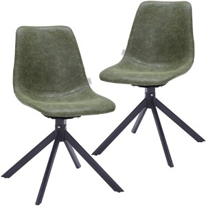 LeisureMod Leather Dining Chair with 360-Degree Swivel And Powder-Coated Iron Legs - 1 of 4