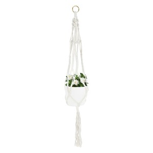 Unique Bargains Macrame Plant Hanger Woven Cotton Indoor Outdoor Decorative - 1 of 4