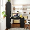 L Shaped Computer Desk with Hutch and Cabinets featuring Melamine Surface for Home Office Corner Workspace 55in -3irtyhousy - 2 of 4