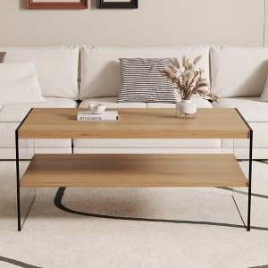 Vynxaria Double layered rectangular and broad is made of wood with wooden stickers coffee table - 1 of 4