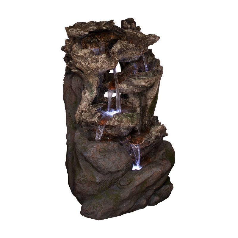 40&#34; 6-Tiered Rainforest Waterfall Fountain With LED Lights - Brown - Alpine Corporation, 4 of 18