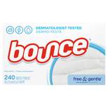 Bounce Fabric Softener Sheets - Free & Gentle - 240ct