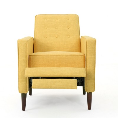 Mid-Century Modern Muted Yellow Microfiber Recliner
