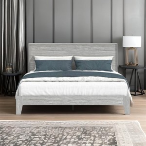 Galano Payne Luxe Platform Bed with Headboard in Oslo Oak, Black Oak, Concrete Gray, Dusty Gray Oak, Knotty Oak, Amber Walnut - 1 of 4