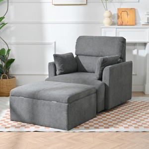 Oversized Upholstered Lounge Chair with Storage Ottoman,Deep Seat Reading Chair for Bedroom or Living Room-Cuddlewood - 1 of 4