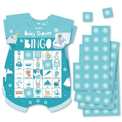 Big Dot of Happiness Arctic Polar Animals - Picture Bingo Cards and Markers - Winter Baby Shower Shaped Bingo Game - Set of 18