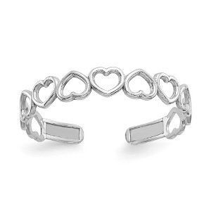 Black Bow Jewelry Open Hearts Toe Ring in 14 Karat White Gold - 1 of 4