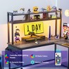 Besiost L-shaped Computer Desk with Hutch, Desk with Power Outlet and LED Light - 3 of 4