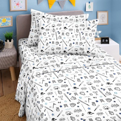 Kids 4 Piece Bed Sheet Set - Cute & Cozy Wrinkle-Resistant with Vibrant Designs - CGK Linens.