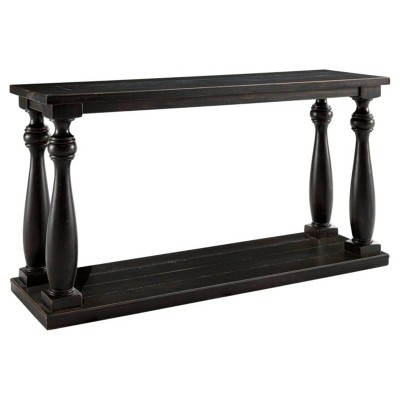 Mallacar Sofa Table Black - Signature Design by Ashley: Rustic 60" Entryway Table with Storage, Rectangle Shape