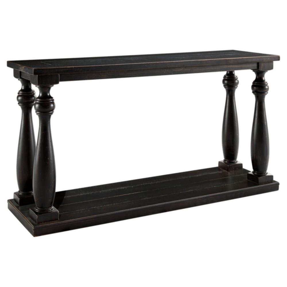 Mallacar Sofa Table Black - Signature Design by Ashley: Rustic 60" Entryway Table with Storage, Rectangle Shape