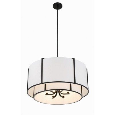 Carlyn Black and White Silk Drum 6-Light Chandelier