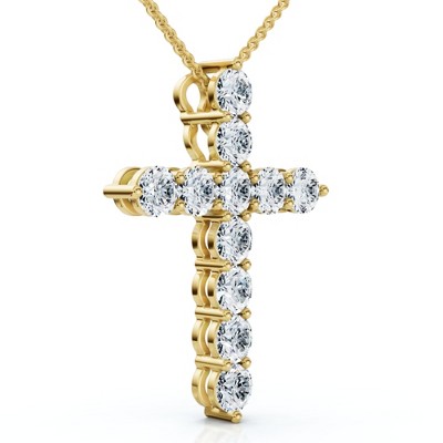 Pompeii3 1.25Ct Diamond Cross 14k Gold 18" Necklace 1" Tall Lab Created