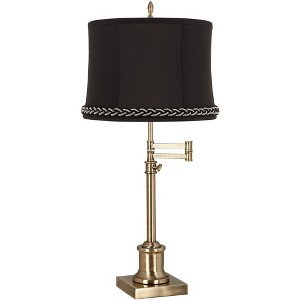 360 Lighting Westbury 36" Tall Skinny Large Traditional End Table Lamp Swing Arm Gold Antique Brass Finish Single Cartagena White Shade Living Room - 1 of 4