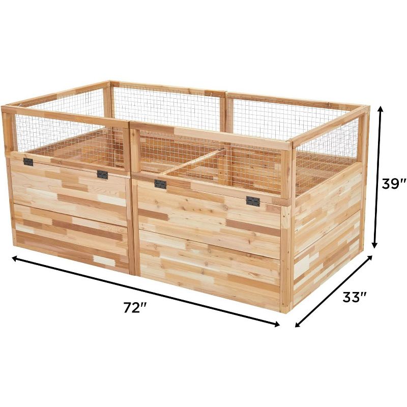Jumbl Cedar Raised Garden Bed & Herb Planter Box W/Fence, 72"x39"x33", 2 of 6