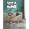 Velvet Bar Stools Set of 2 with Adjustable Height, 360¡ã Swivel, Chrome Footrest and Legs for Kitchen, Dining, or Bar - 2 of 4
