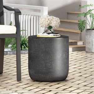 MOEPISY Outdoor Lightweight Concrete Side Table, Matte Black - 1 of 4