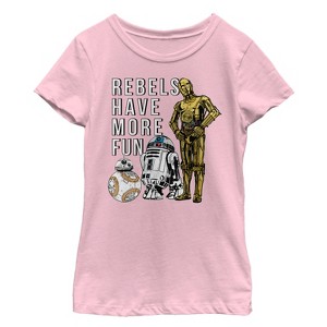 Girl's Star Wars The Last Jedi Droids Have More Fun T-Shirt - 1 of 3