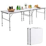 Costway 2PCS Folding Tables 8FT Height Adjustable Aluminum Picnic Table w/ Carrying Handle