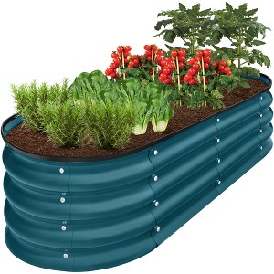 Best Choice Products 4x2x1ft Outdoor Raised Metal Oval Garden Bed, Planter Box for Vegetables, Flowers - 1 of 4