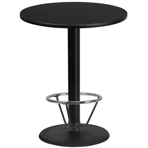 Emma and Oliver 36"RD Black Laminate Bar Table Top-24"RD Base/Foot Ring - 1 of 1