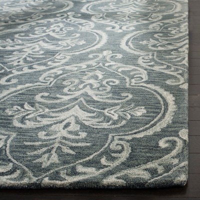 Eilish Floral Blue & Sage Tufted Wool Area Rug, 5' x 8'