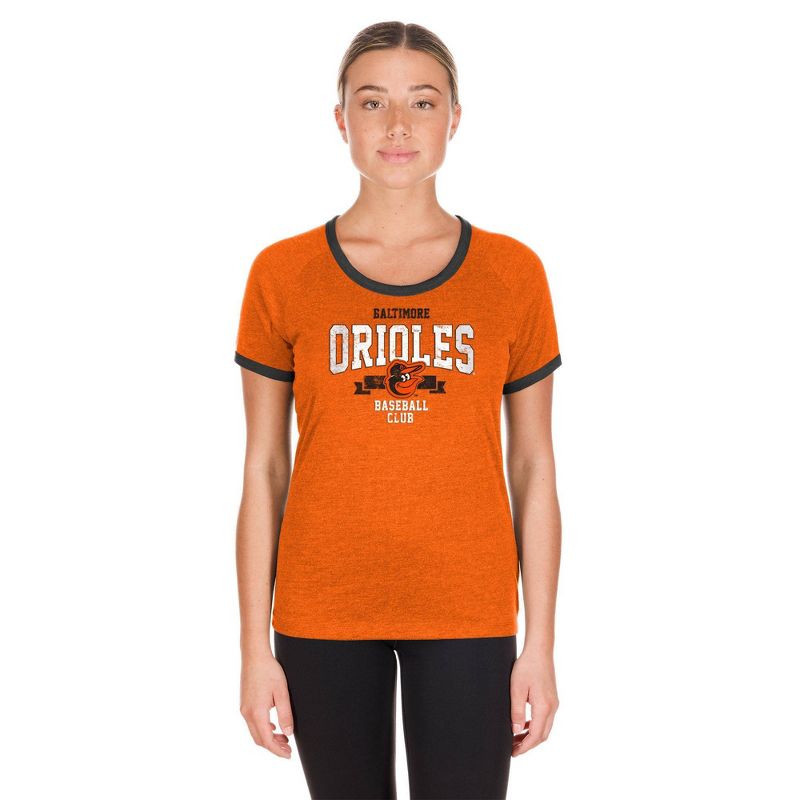 MLB Baltimore Orioles Women&#39;s Heather Bi-Blend Ringer T-Shirt, 5 of 7