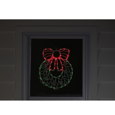 16" Lighted Christmas Wreath Window Silhouette Decoration