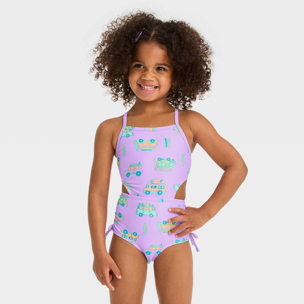 Photos - Swimwear Toddler Girls' Cut Out One Piece Swimsuit - Cat & Jack™ Purple 4T: Monokin