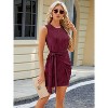 Clearlove Summer Dresses for Womens Sleeveless Crewneck Knit Tank Dress Side Tie Waist Ruched Slimming Beach Party Skirt - 4 of 4