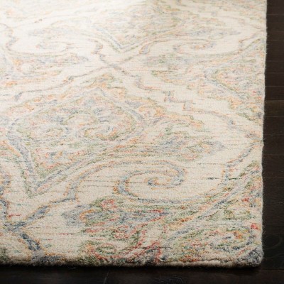 Handmade Ivory Wool Medallion Tufted Area Rug, 5' x 8'