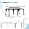 DOMETOUR 10x20ft Outdoor Gazebo with Double Roof, Curtains, Nettings, Heavy Duty Metal Frame Patio Canopy Tent Shelter for Garden Backyard, Gray - 2 of 4