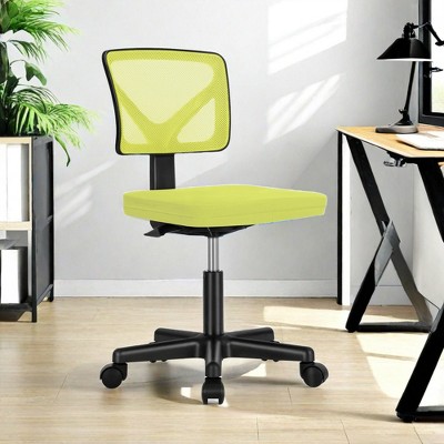 GlasFlength Task and Chairs Seating, Sets with Swivel Rolling, Low-Back Mesh Armless Office Chair for office, Pink, 19.68"*19.68"*34.25"