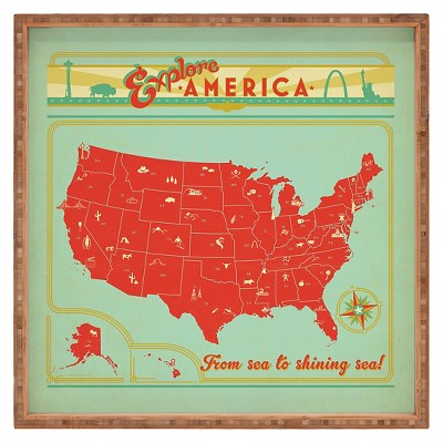 Anderson Design Group Explore America Square Tray - Red - Deny Designs