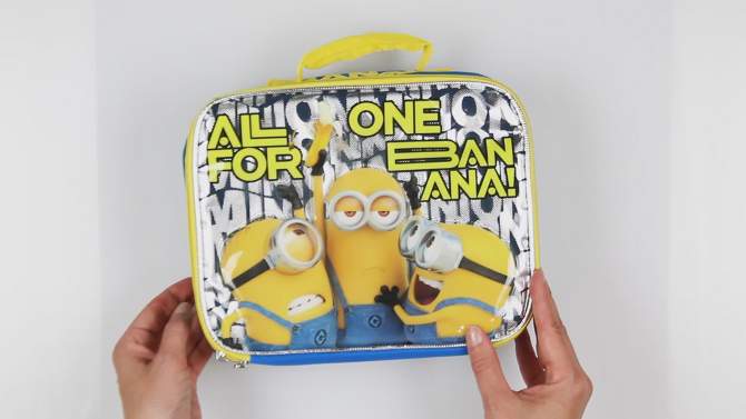 Despicable Me Minions Lunch Box One Banana Insulated Kids Lunch Bag Tote Multicoloured, 2 of 6, play video