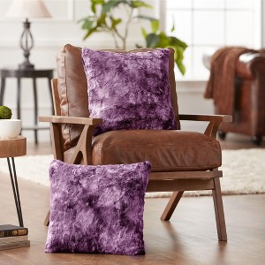 Chanasya Wolf Faux Fur Square Throw Pillow Covers - 2 Pieces - 18" x 18” - 1 of 4