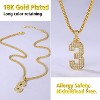 Bling Number Necklace Baseball Chain 14K Gold Plated Sports Football Zirconia Iced Name Jewelry for Men Boys, Tennis Chain 18'' To 30'' + Gift Box - 3 of 4