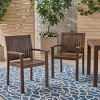 Set of 2 Rustic Acacia Wood Outdoor Dining Chairs, Teak Finish with Slat Panel Design, Weather-Resistant & Stylish Seating-Coolbibila - 2 of 4