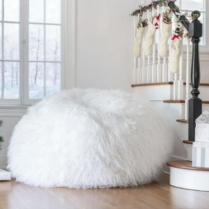 Vynxaria 5-Foot Rounded Faux Fur Bean Bag - Stylish Comfort for Any Space - 1 of 4