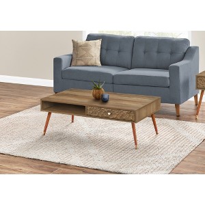 Laminate Coffee Table with Storage Drawer, Wide Shelf and Mid-Century Design for Living Room or Modern Interiors - 1 of 4