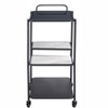 Bar Cart Black – 32.3"H Tinted Tempered Glass Shelves with Natural Marble Accents, Modern 3-Tier Serving Cart By Zuo Modern - 3 of 4