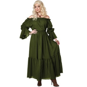 California Costumes Renaissance Peasant Gown Women's Costume (Green) - 1 of 2