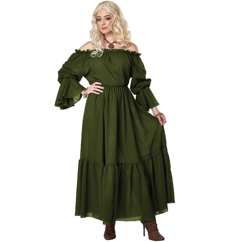 California Costumes Renaissance Peasant Gown Women's Costume (Green), 1 of 3