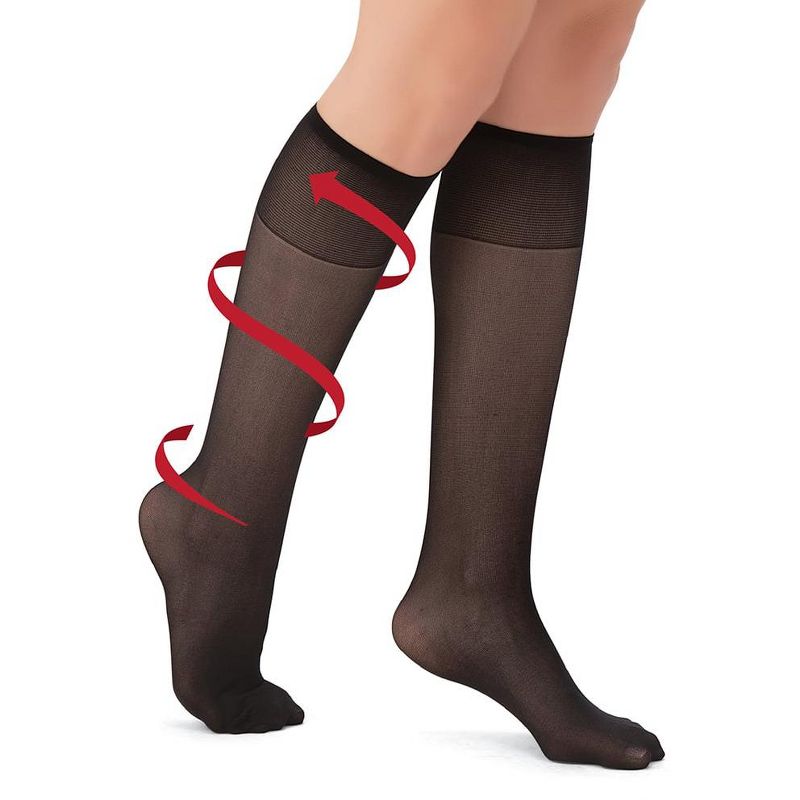 Collections Etc Sheer Non-Binding Non-Run Support Knee Hi Stocking Hosiery, 6 Pack, 3 of 4