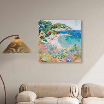 Vibrant Coastal Beach Scene Wrapped Canvas Wall Art, 30" x 30"