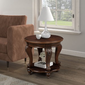 NicBex  2-Tier Solid Wood Coffee Table with Open Storage Shelf,Retro Oval Tea Table,Center Table for Living Room - 1 of 4