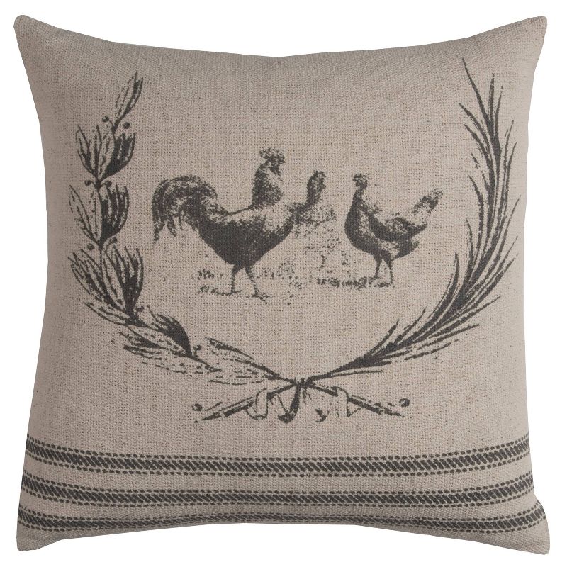 20"x20" Oversize Roosters Poly Filled Square Throw Pillow - Rizzy Home, 1 of 2