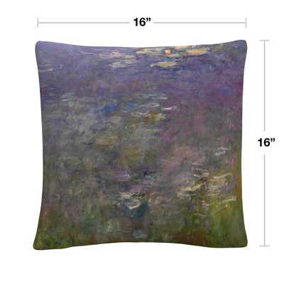 Monet Water Lilies 16x16 Multicolor Microfiber Throw Pillow