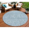 Sky Blue And Denim Blue Floral Washable Indoor Outdoor Area Rug - 2 of 4